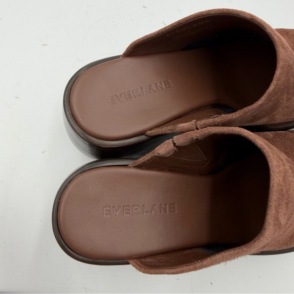 Everlane Dark Umber Brown Suede Wooden Puffa Platform Clog 5 - Picture 13 of 14